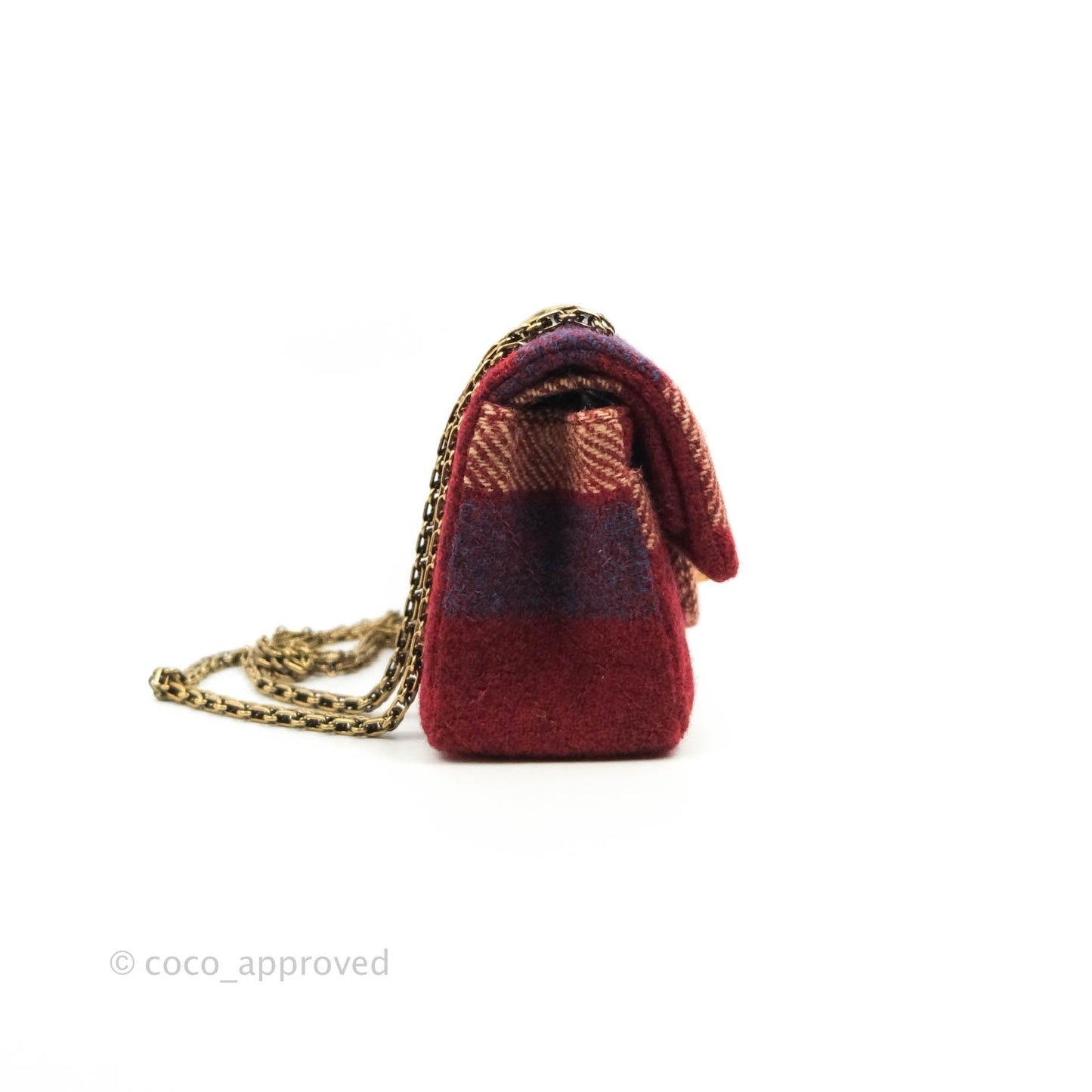 Chanel Mini Reissue 224 Wool Checked Aged Gold Hardware