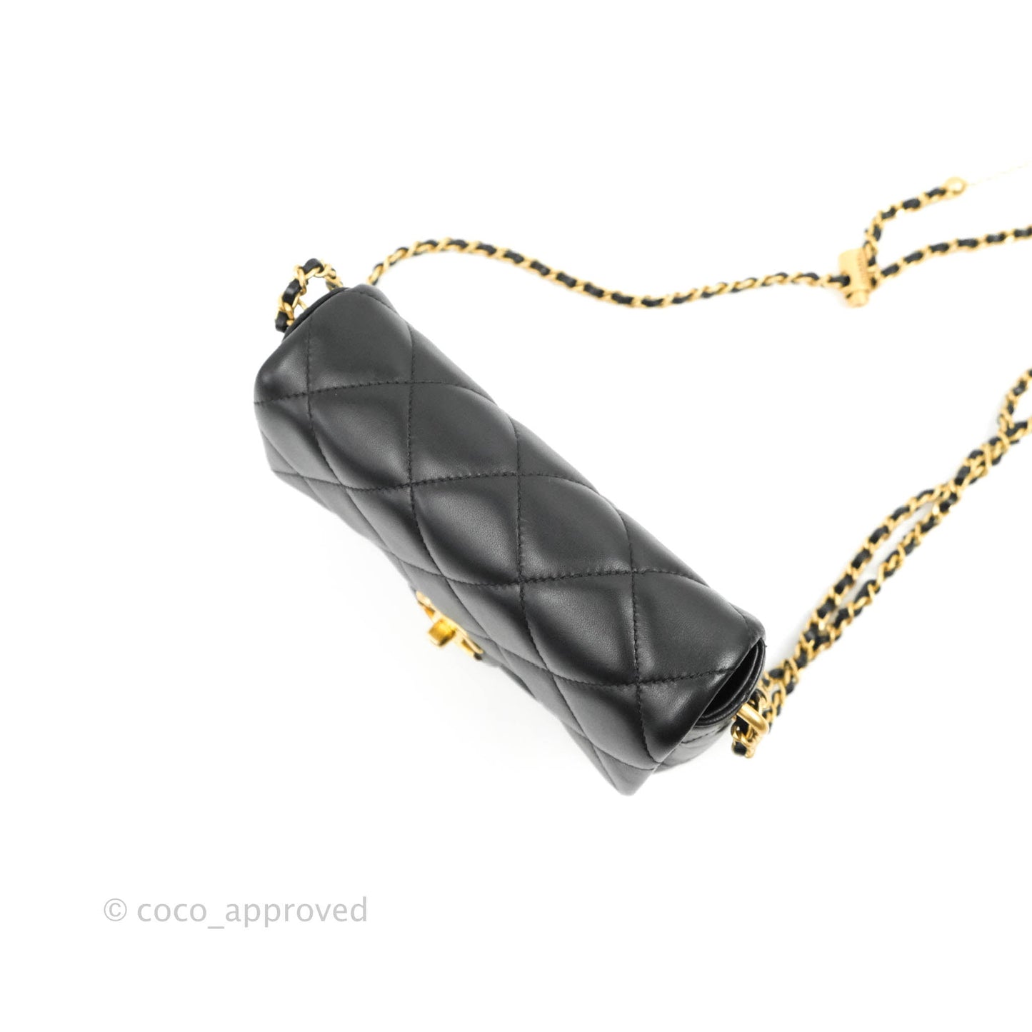 Chanel Quilted My Perfect Mini With Pearl Black Lambskin Gold Hardware