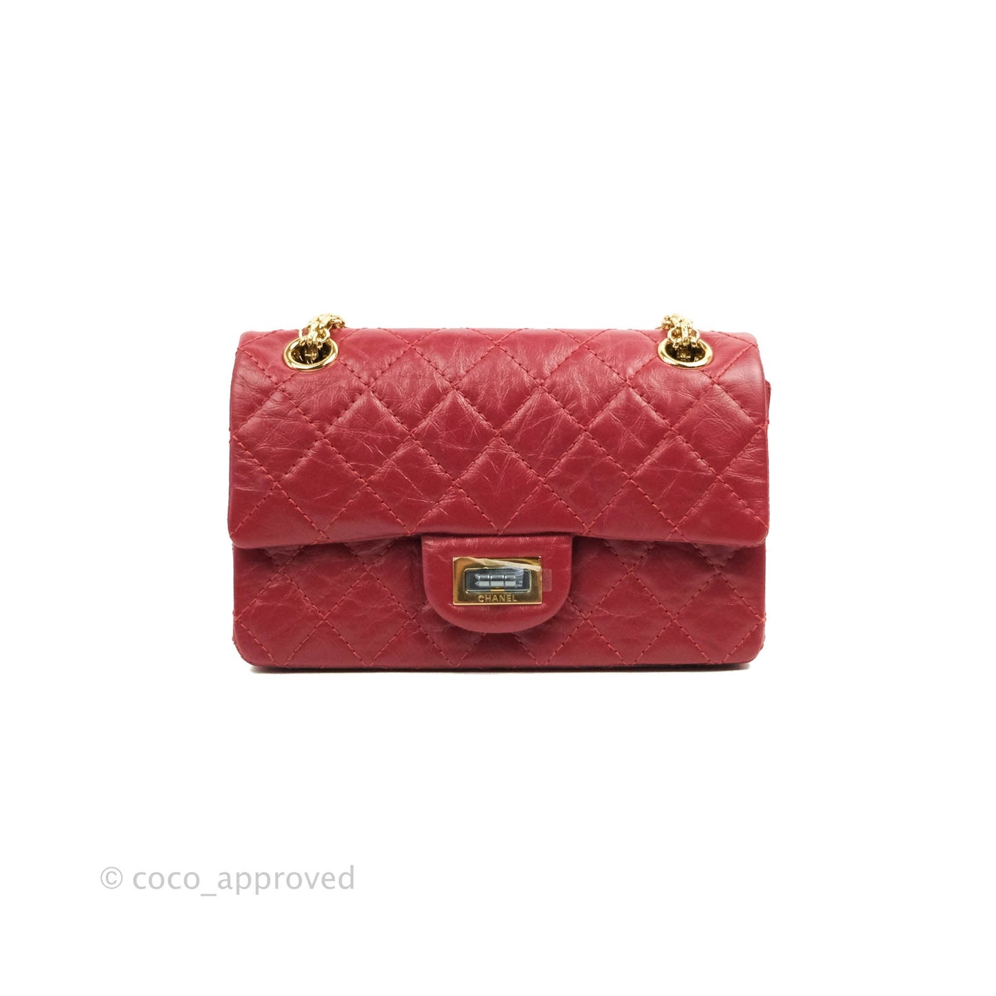 Chanel Mini Reissue 224 Red Aged Calfskin Gold Hardware 19S