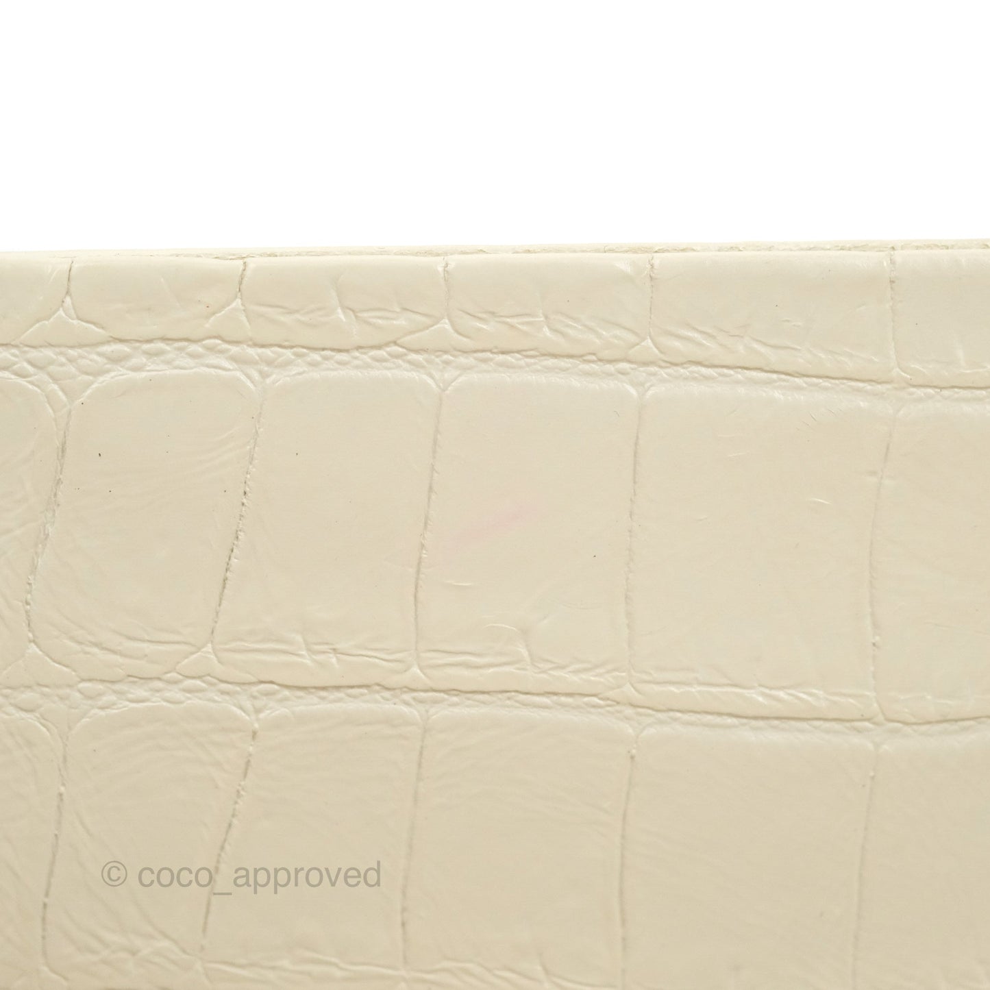 Saint Laurent Medium Kate Tassel Chain Bag Blanc Vintage Crocodile Embossed Calfskin Silver Hardware