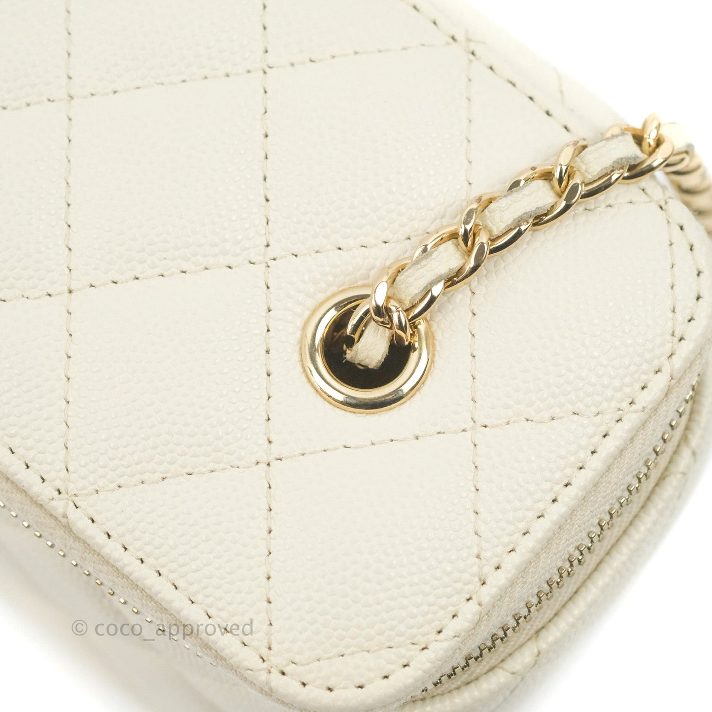 Chanel Classic Vanity with Chain Ivory Caviar Gold Hardware
