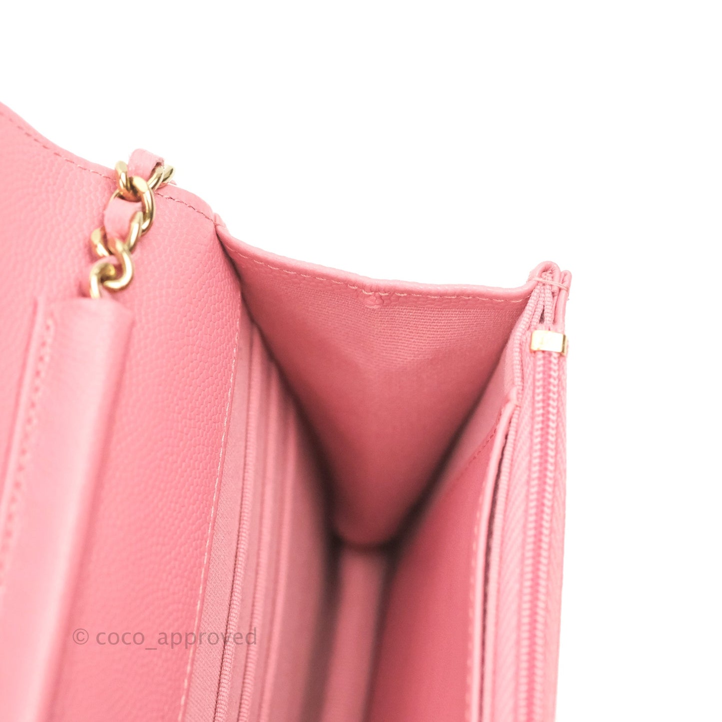 Chanel Quilted Classic Wallet on Chain WOC Pink Caviar Gold Hardware