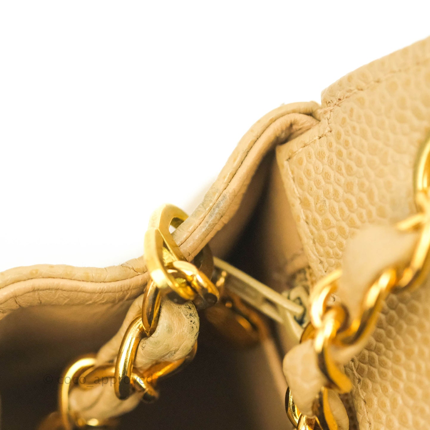 Chanel Vintage Quilted Mini Square Dark Beige Caviar 24K Gold Hardware