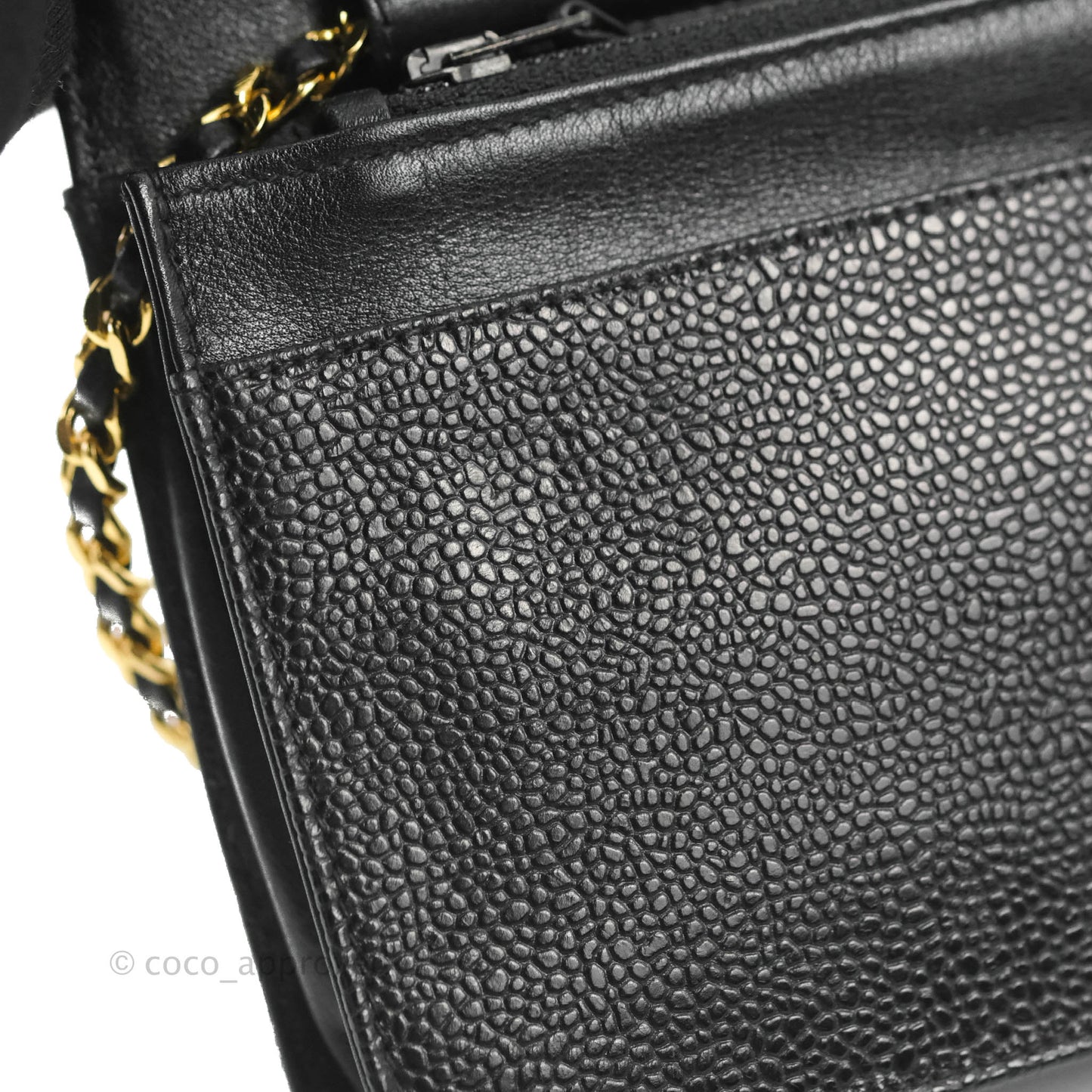 Chanel Vintage CC Wallet on Chain WOC Black Caviar Gold Hardware
