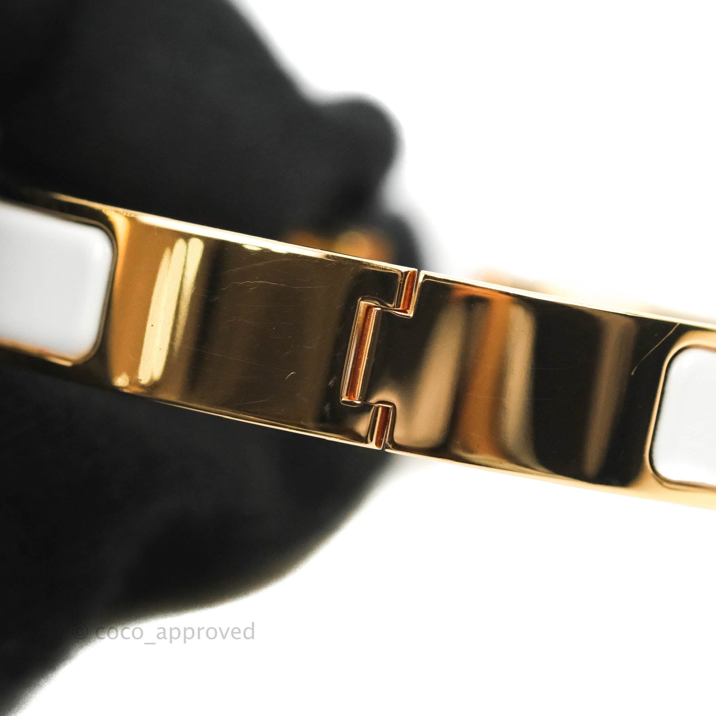 Hermès Clic H Bracelet White Rose Gold PM
