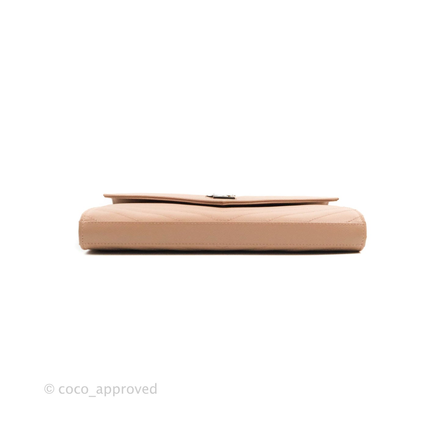 Saint Laurent Wallet on Chain Blush Pink Grained Leather Silver Hardware