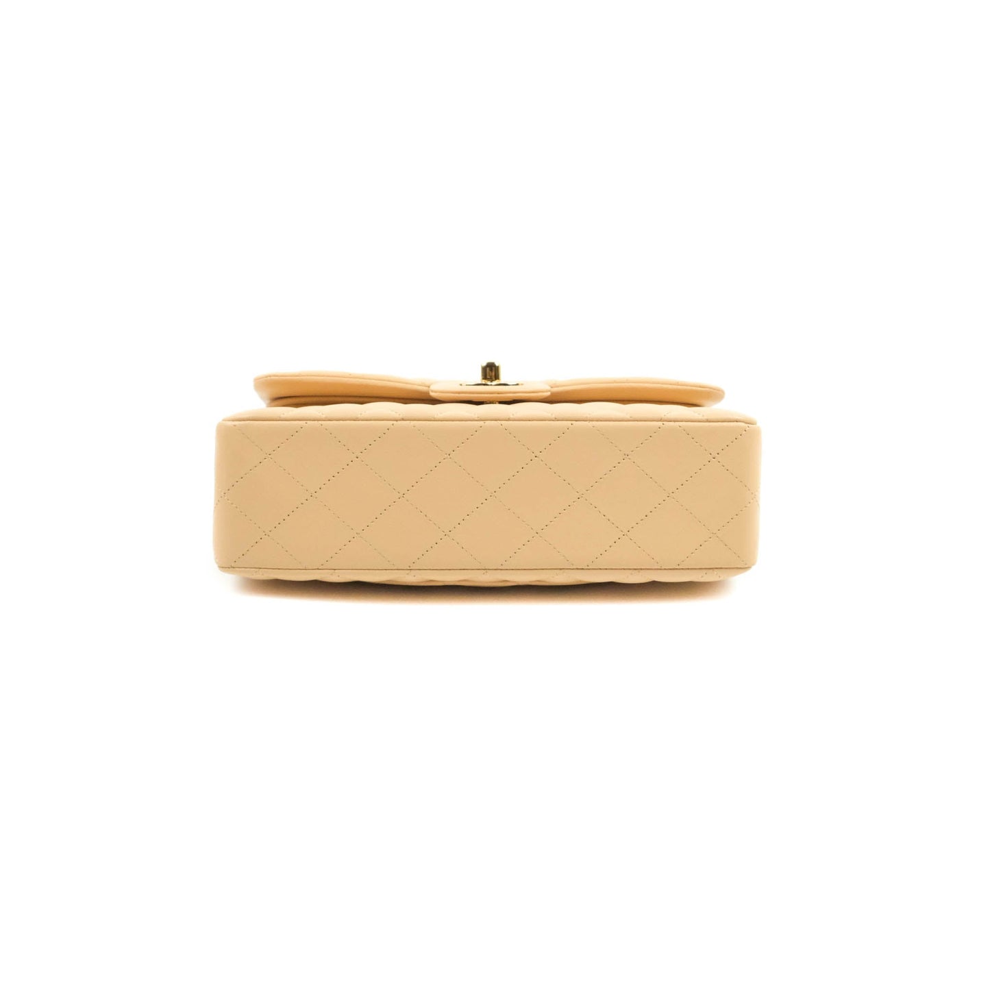 Chanel Classic Small S/M Quilted Flap Beige Lambskin Gold Hardware