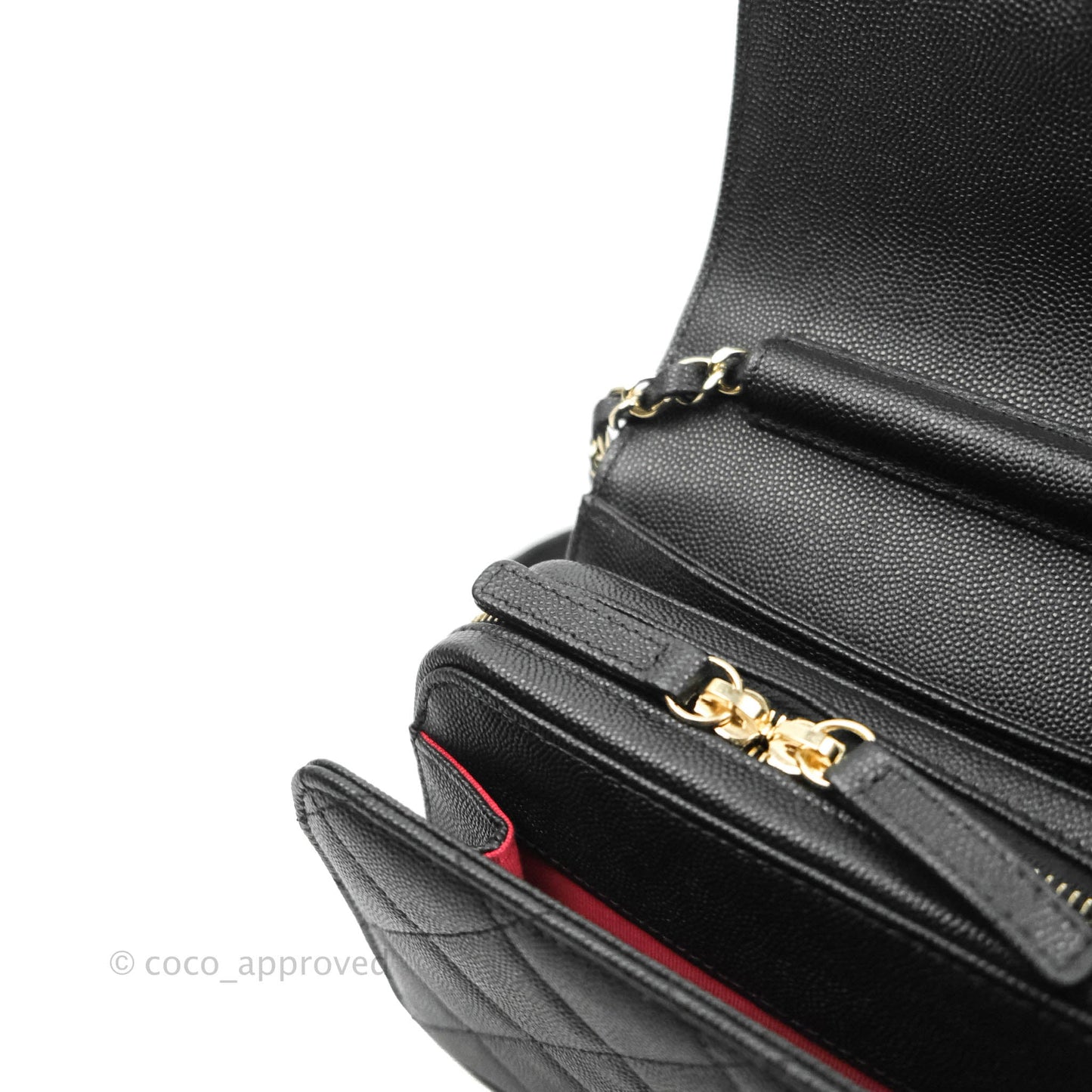 Chanel Quilted Small Like The Wallet Flap Black Caviar Light Gold Hardware 22C