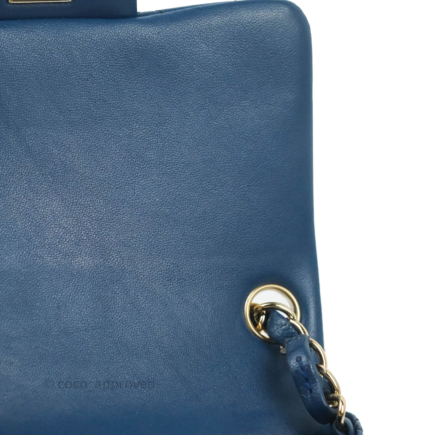 Chanel Quilted Mini Square Blue Lambskin Gold Hardware