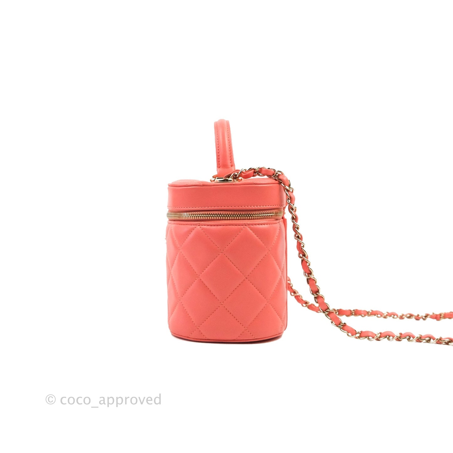 Chanel Trendy CC Vanity Case Coral Pink Lambskin Gold Hardware
