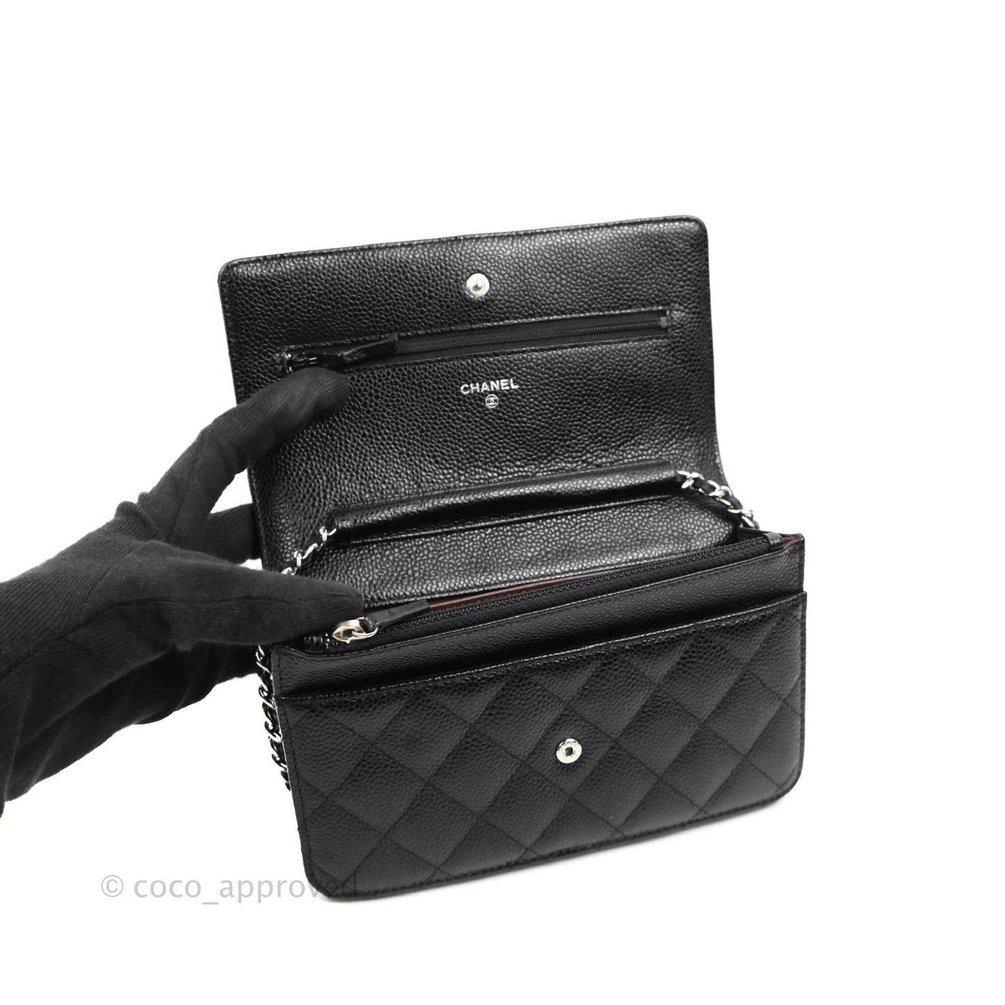 Chanel Quilted Classic WOC Black Caviar Silver Hardware