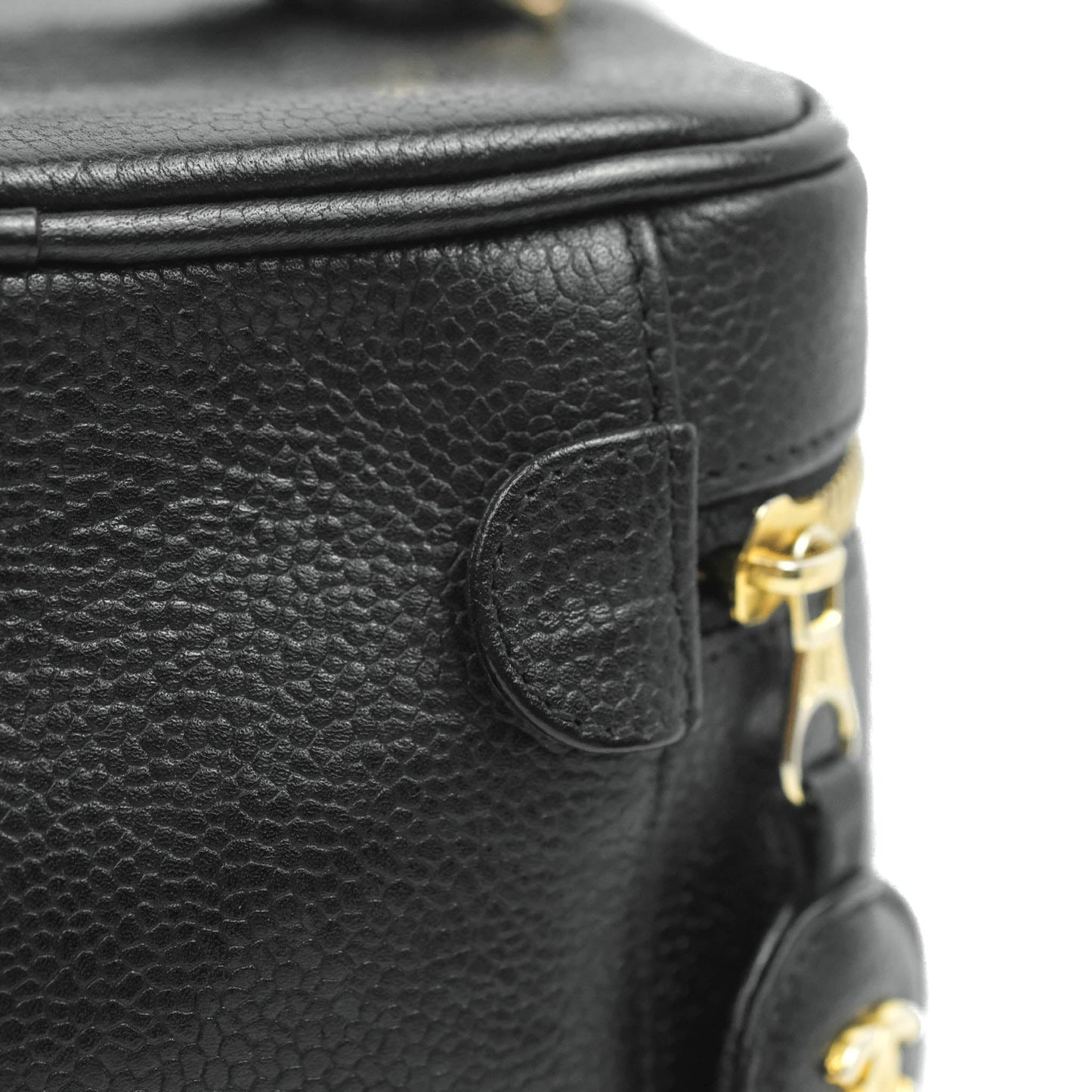 Chanel Vintage Vanity Case Black Caviar Gold Hardware
