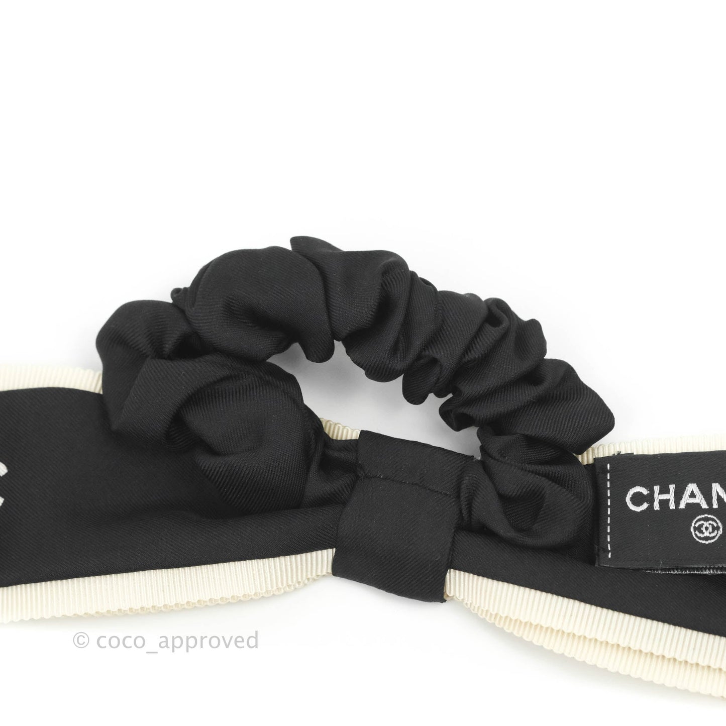 Chanel Bow Silk Hair Accessory Ivory & Black