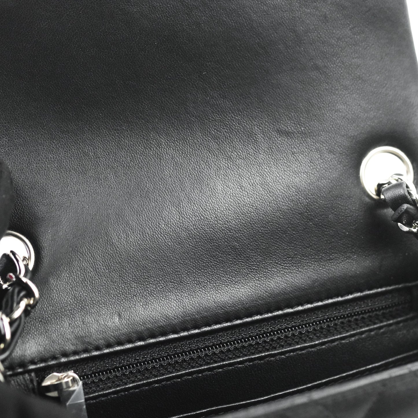 Chanel Mini Square Black Lambskin Silver Hardware