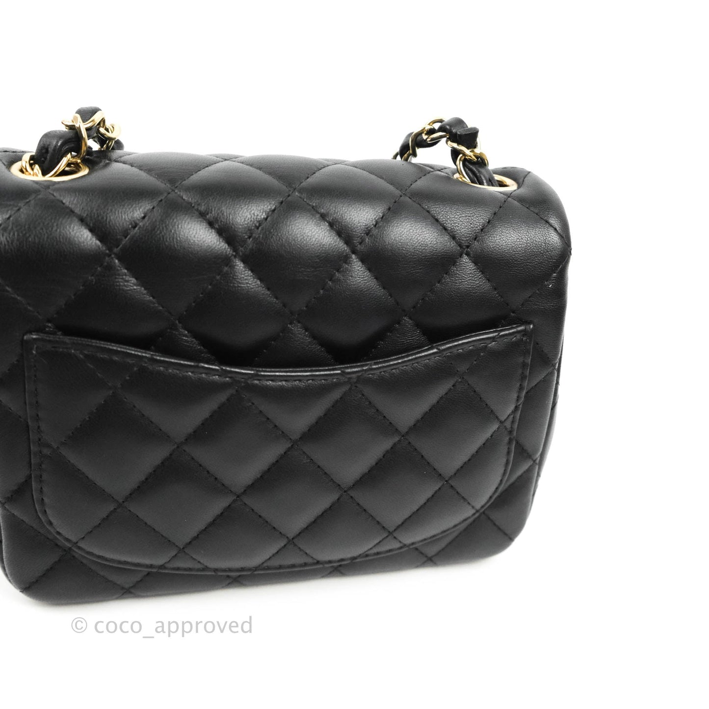 Chanel Quilted Mini Square Black Lambskin Gold Hardware