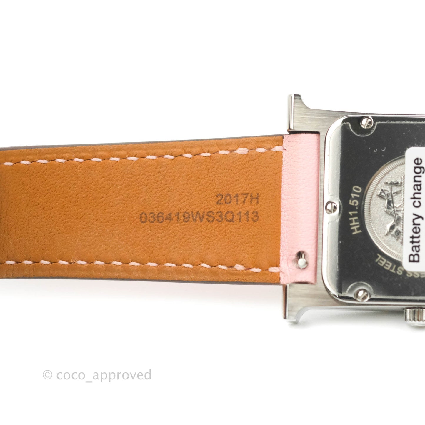 Hermes Heure H Watch Rose Sakura Swift Calfskin Silver Hardware
