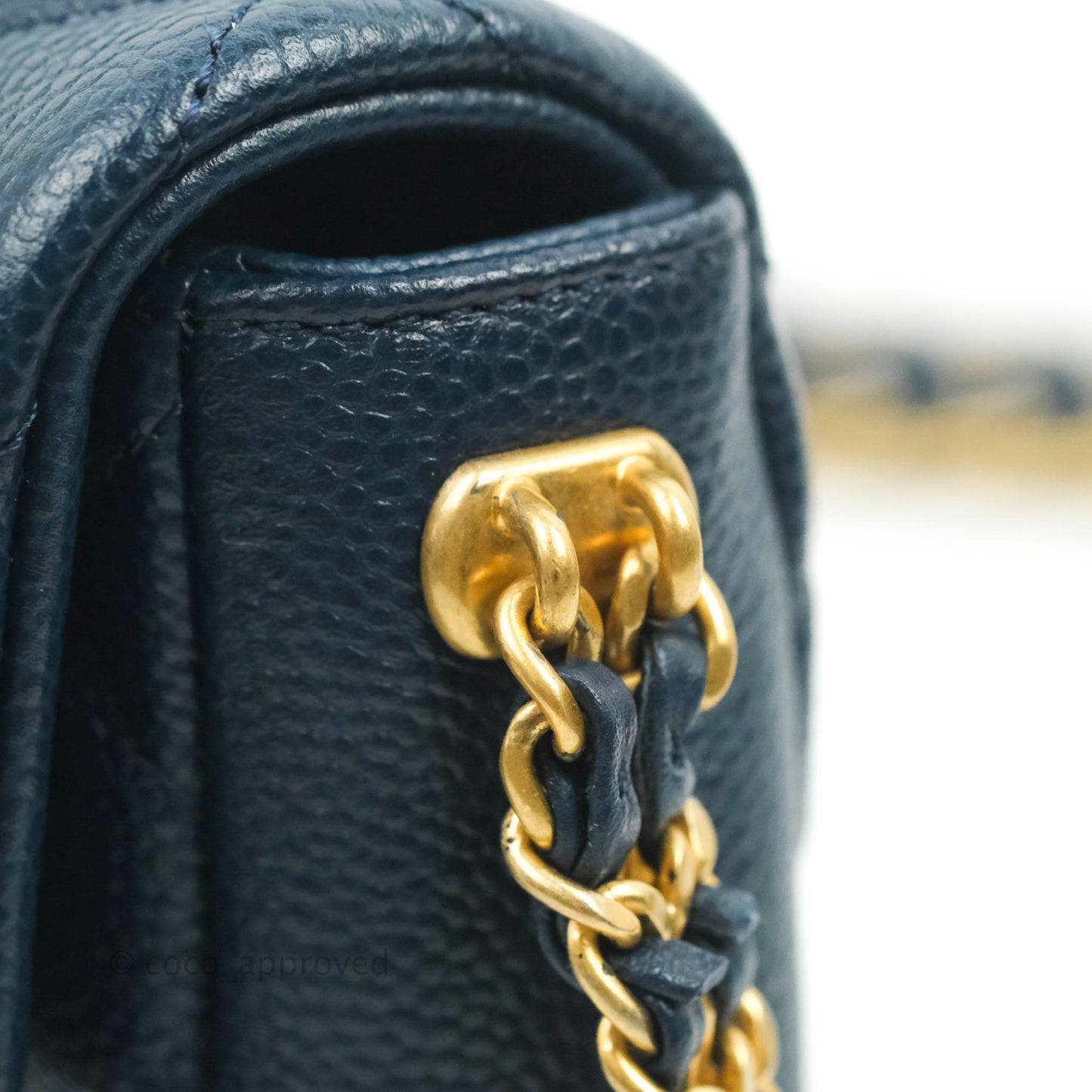 Chanel Mini Flap Bag Coin Charm Soul Chain Navy Caviar Aged Gold Hardware 21A