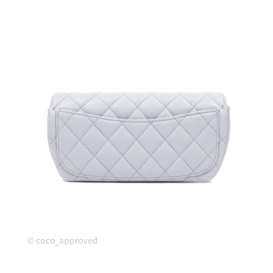 Chanel Quilted Case With Chain Lilac Caviar Silver Hardware