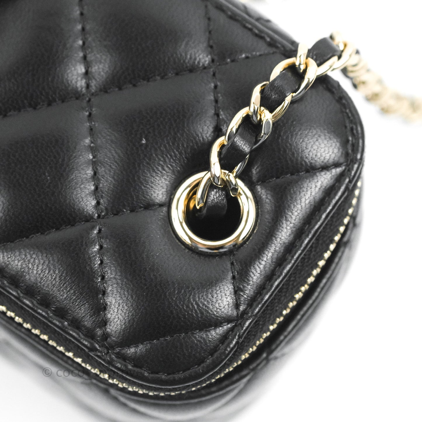 Chanel Mini Vanity With Chain Black Lambskin Gold Hardware