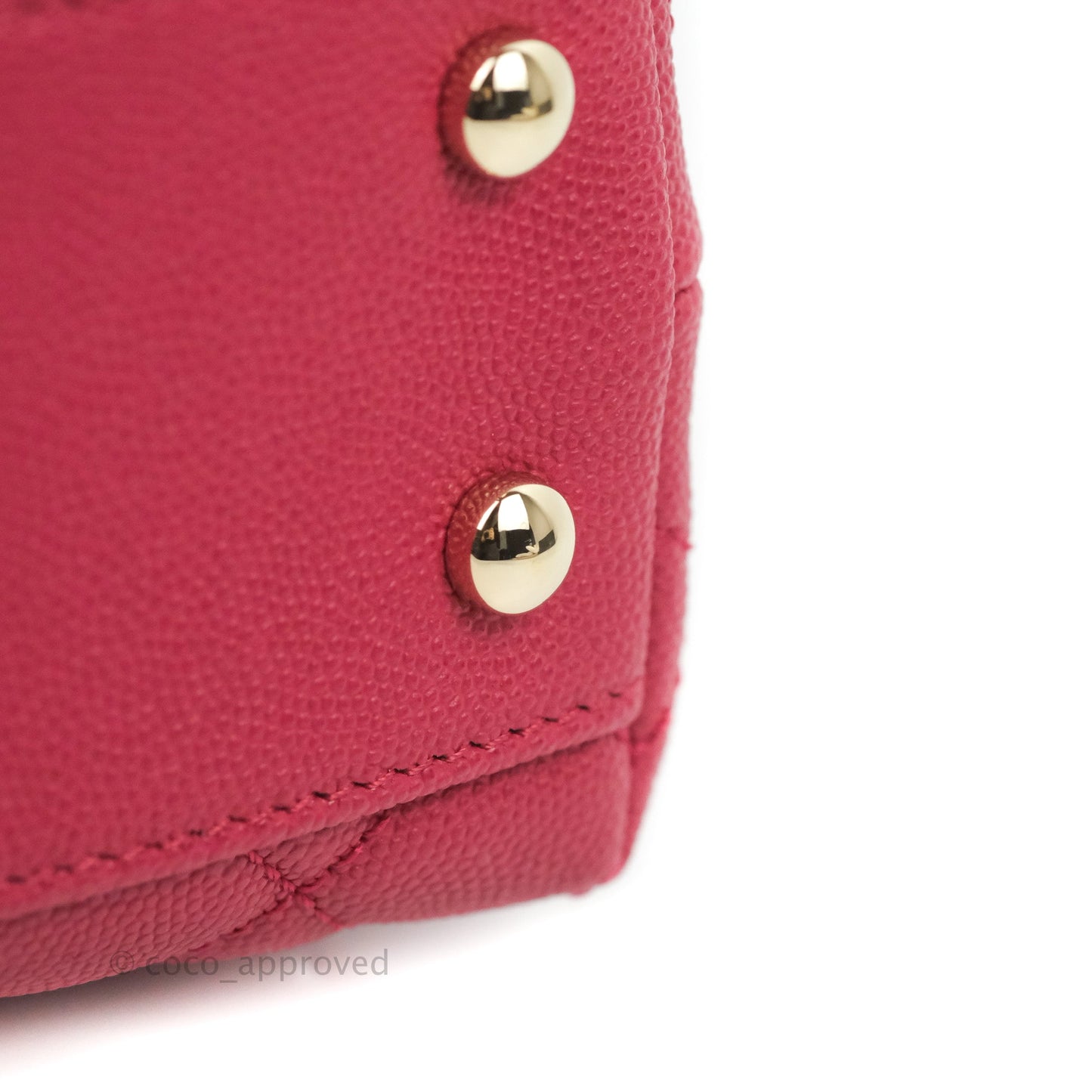 Chanel Small Coco Handle Quilted Cherry Red Caviar Gold Hardware