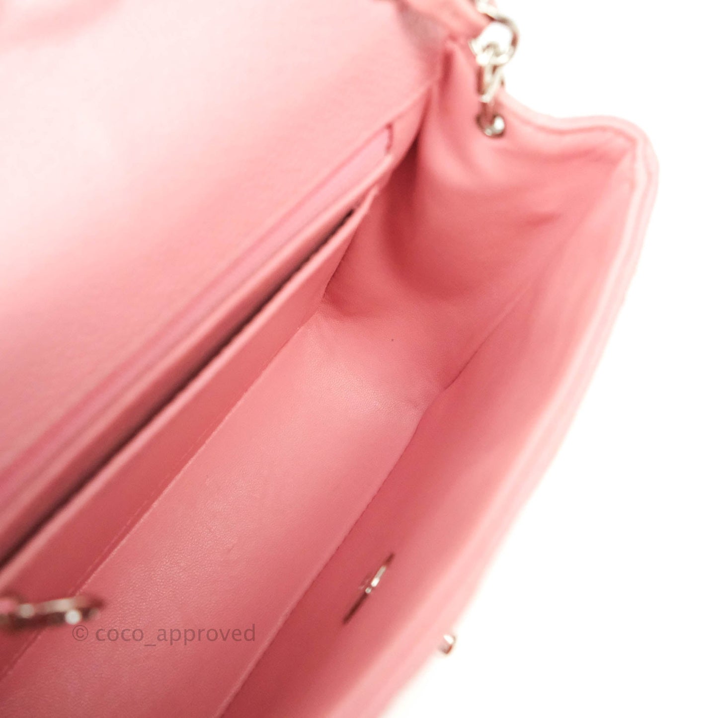 Chanel Quilted Vintage Mini Square Flap Pink Caviar Silver Hardware