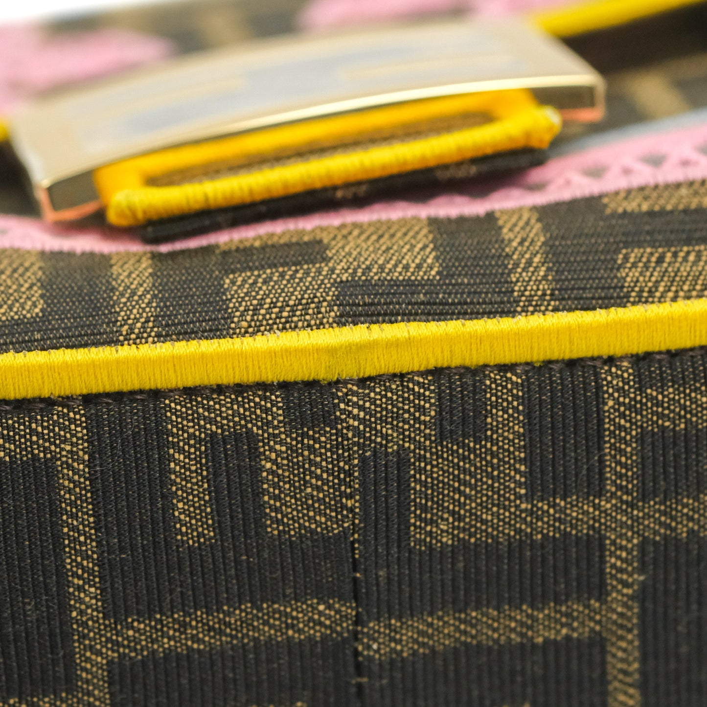 Fendi Medium Embroidered FF Fabric Baguette Bag Multicolour Gold Hardware