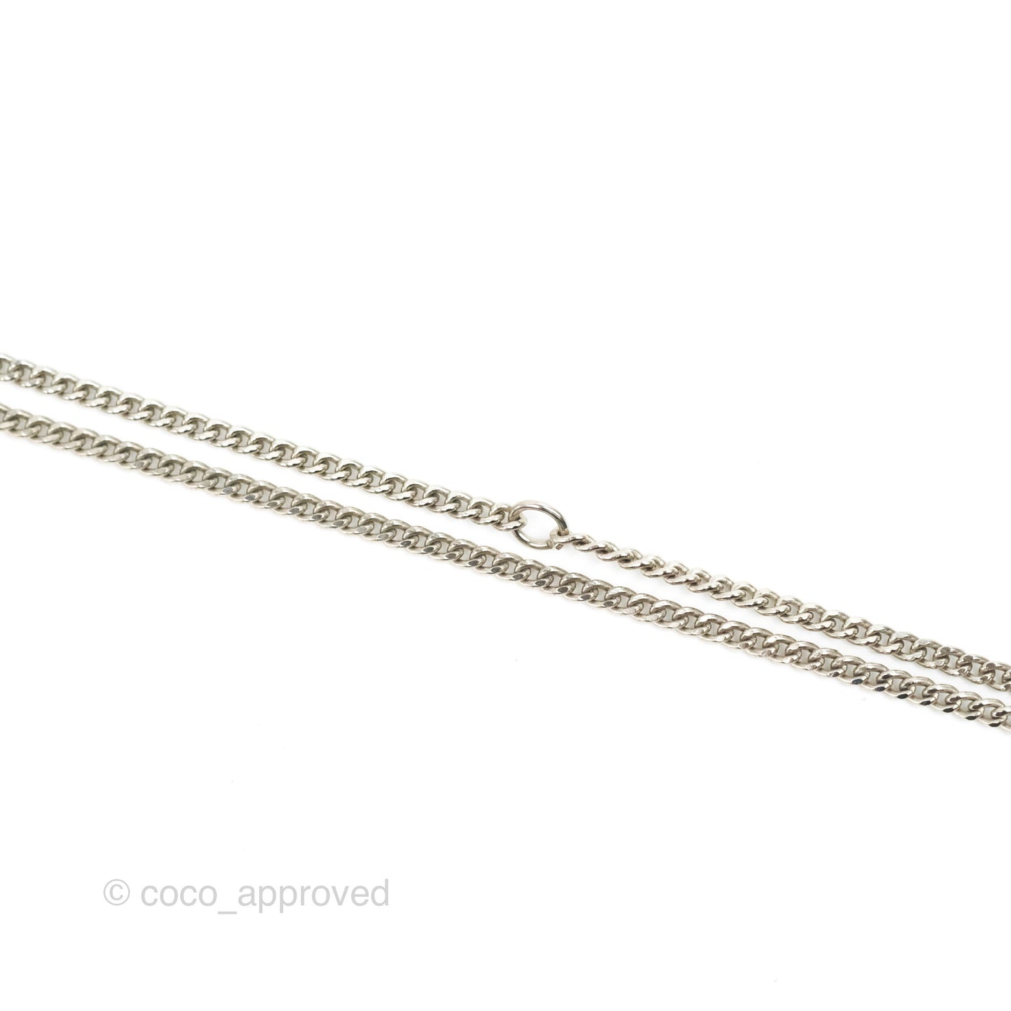 Chanel CC Blue Crystal Necklace Silver Tone 15P