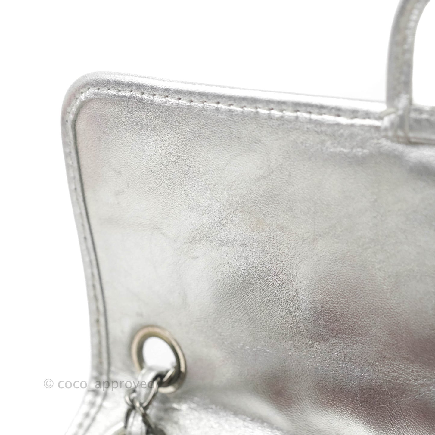 Chanel Vinyl Ice Cube Flap Bag Metallic Silver Silver Hardware
