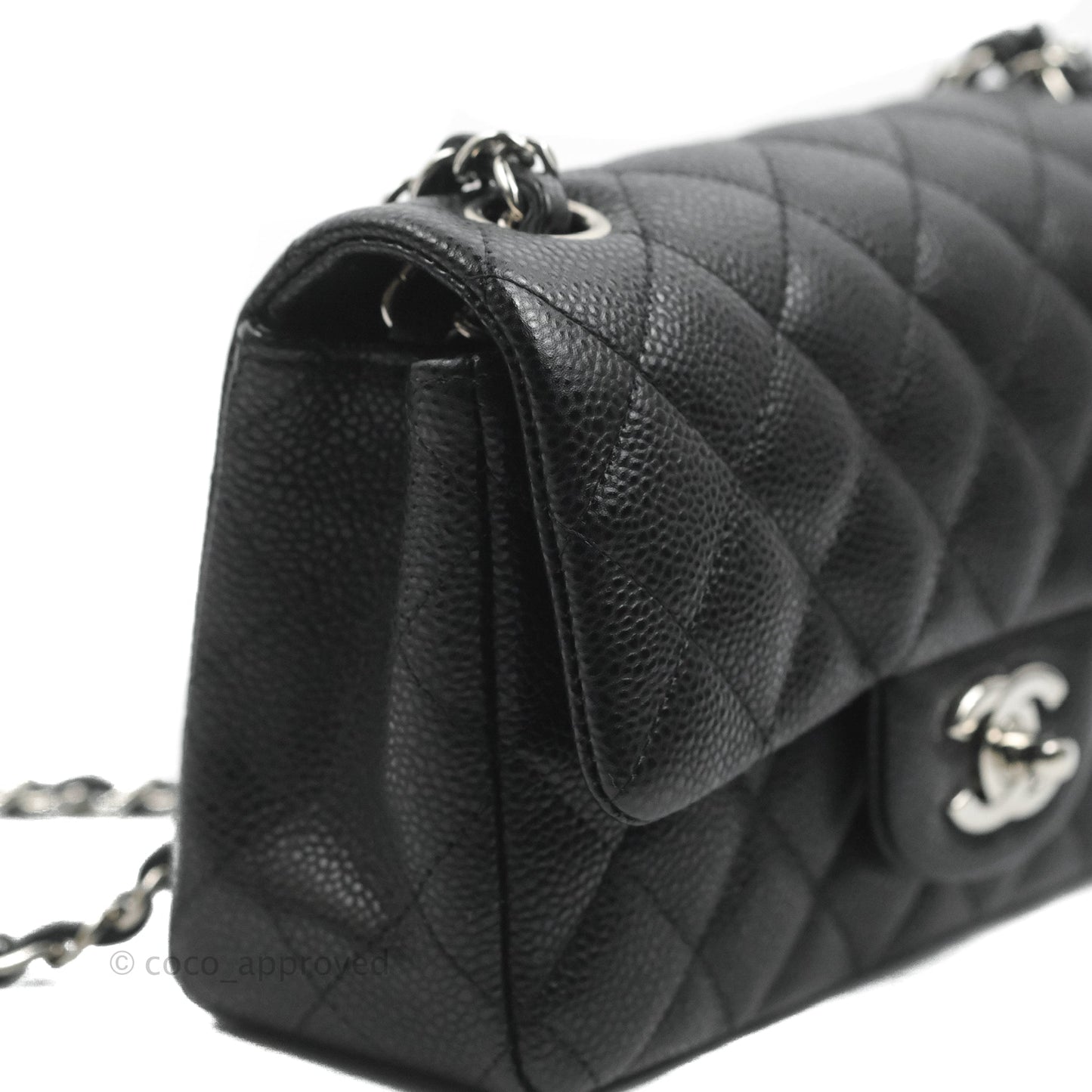 Chanel Quilted Mini Rectangular Black Caviar Silver Hardware