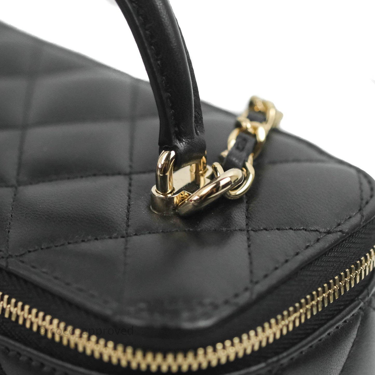 Chanel Vanity Rectangular Top Handle Black Lambskin Gold Hardware
