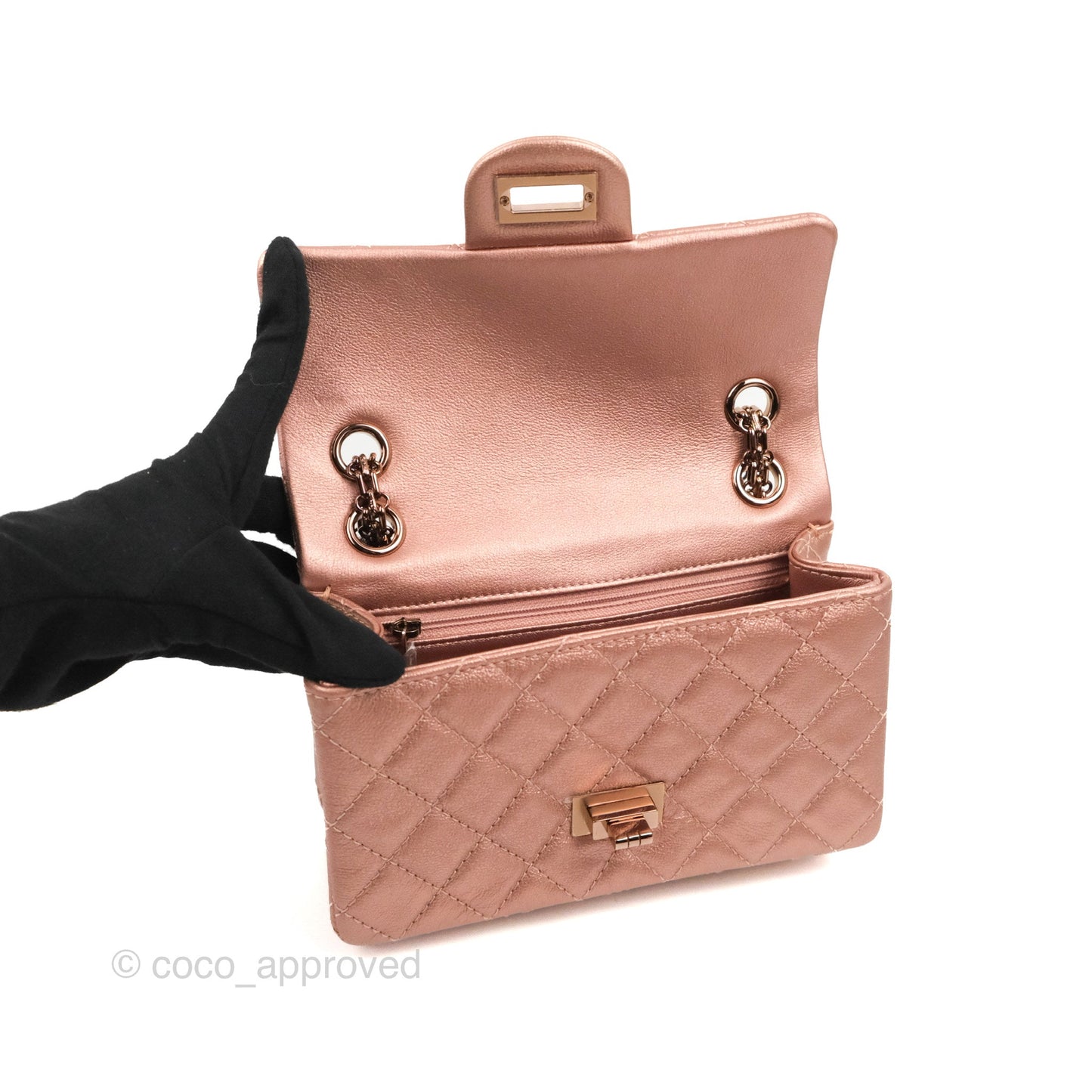 Chanel Mini Reissue 224 Metallic Calfskin Rose Gold