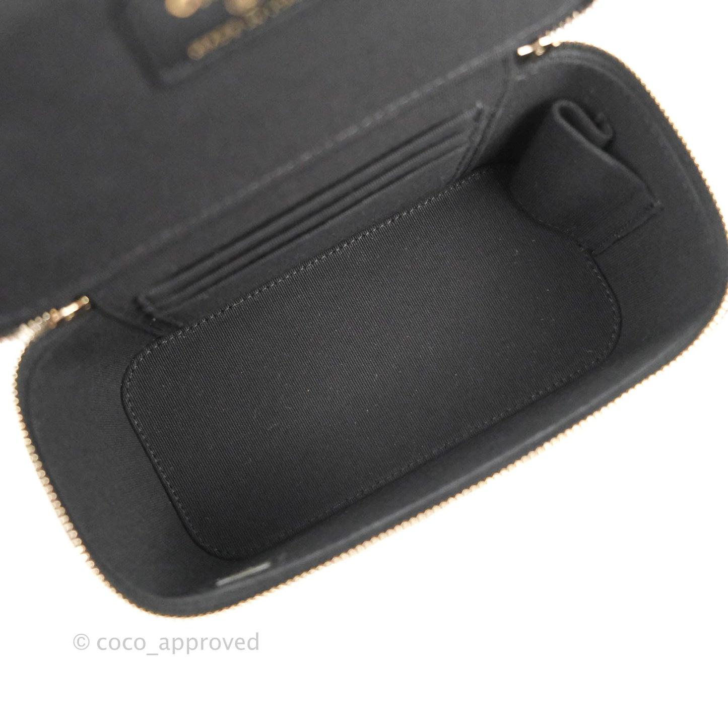 Chanel Vanity Rectangular Top Handle Black Lambskin Gold Hardware
