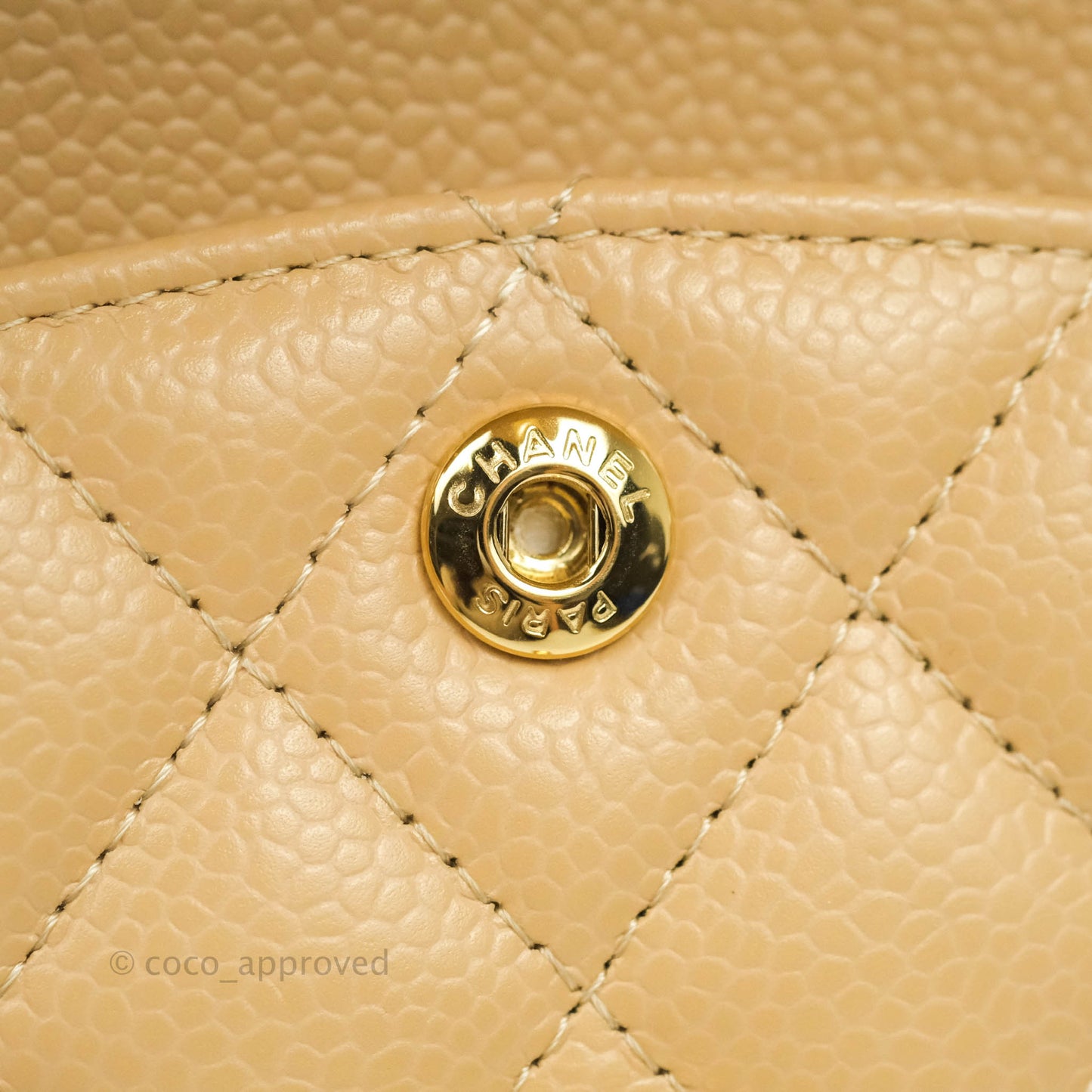 Chanel Classic Small S/M Flap Beige Caviar Gold Hardware