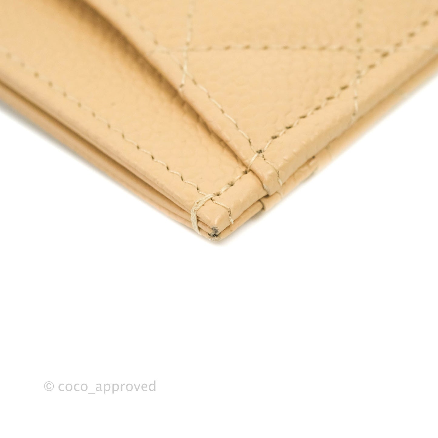 Chanel Classic Flat Card Holder Beige Caviar Gold Hardware