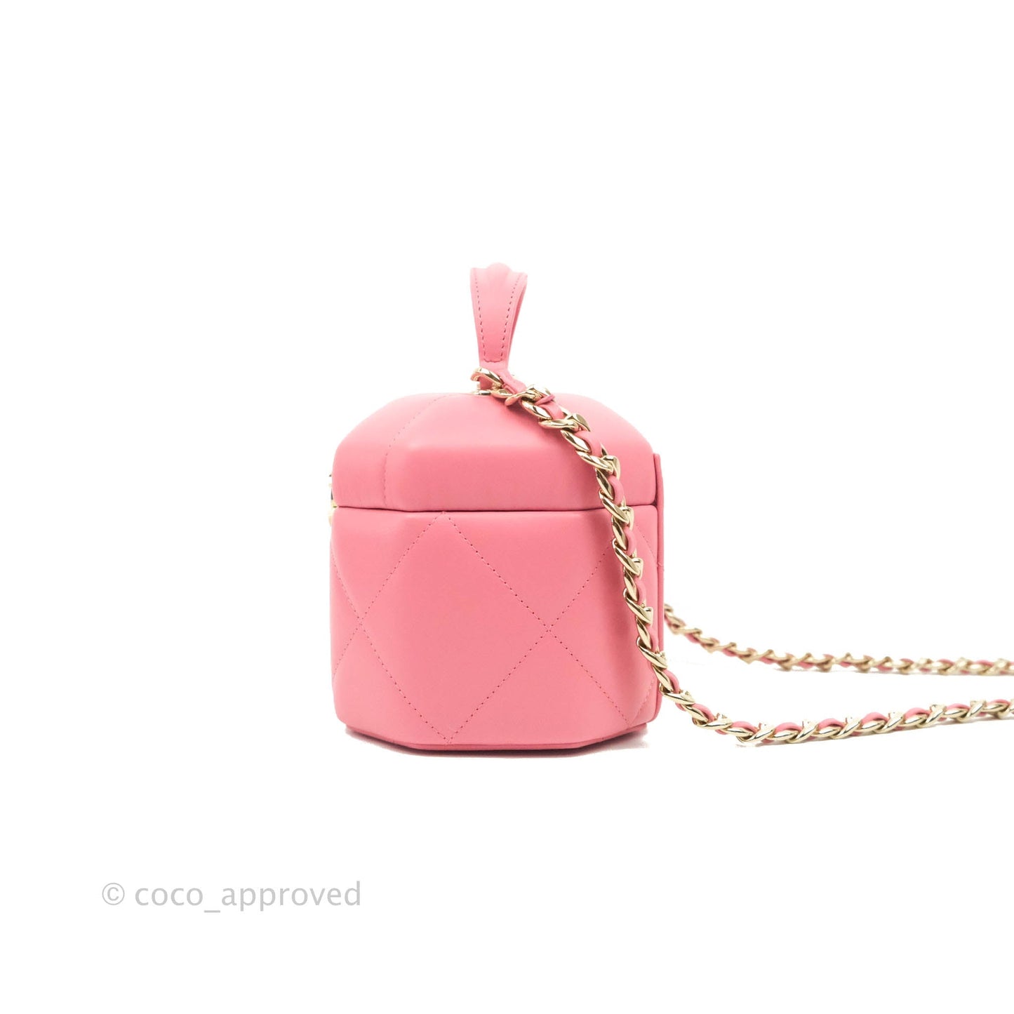 Chanel Small Hexagon Vanity Case Pink Lambskin Gold Hardware