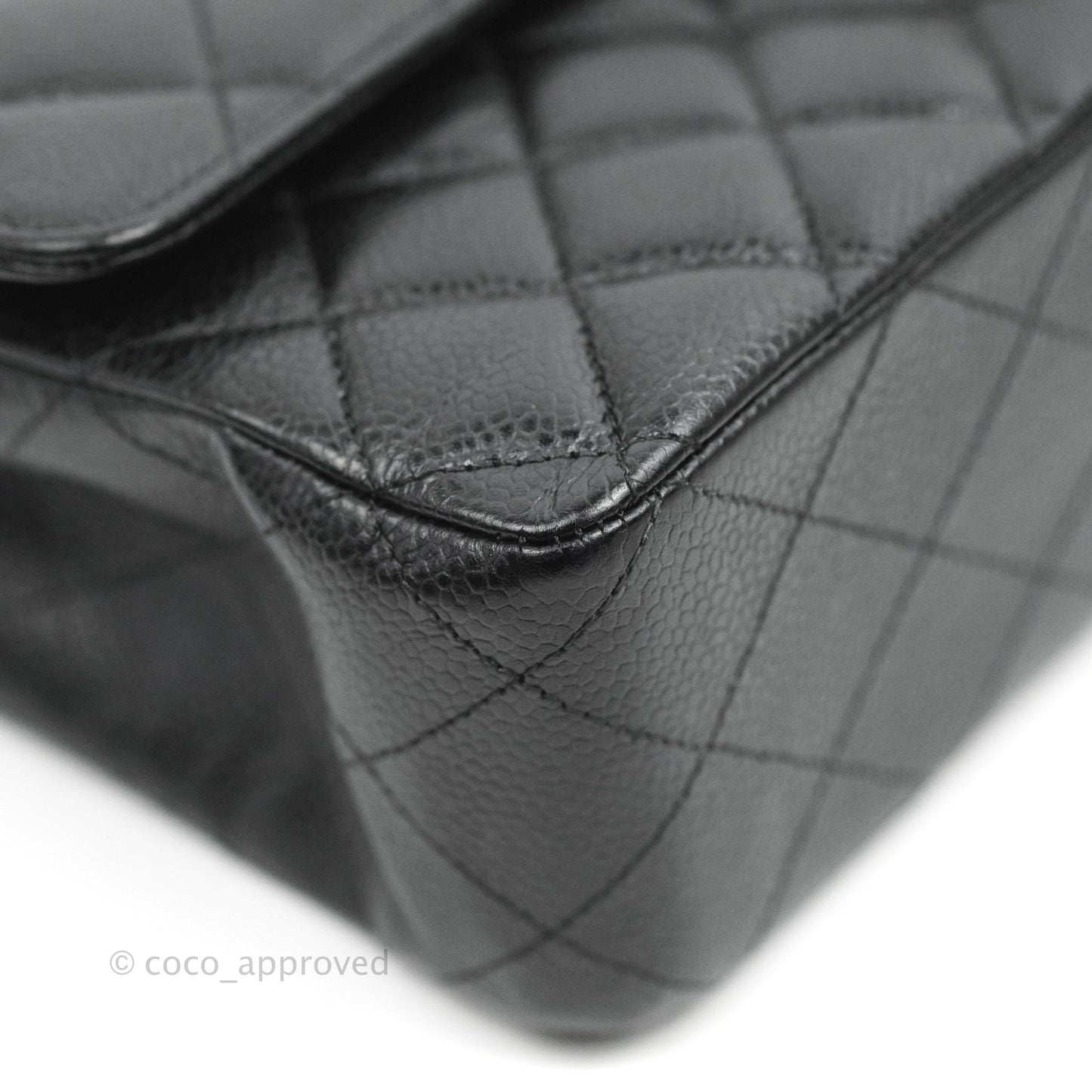 Chanel Classic M/L Medium Flap Quilted Black Caviar Silver Hardware