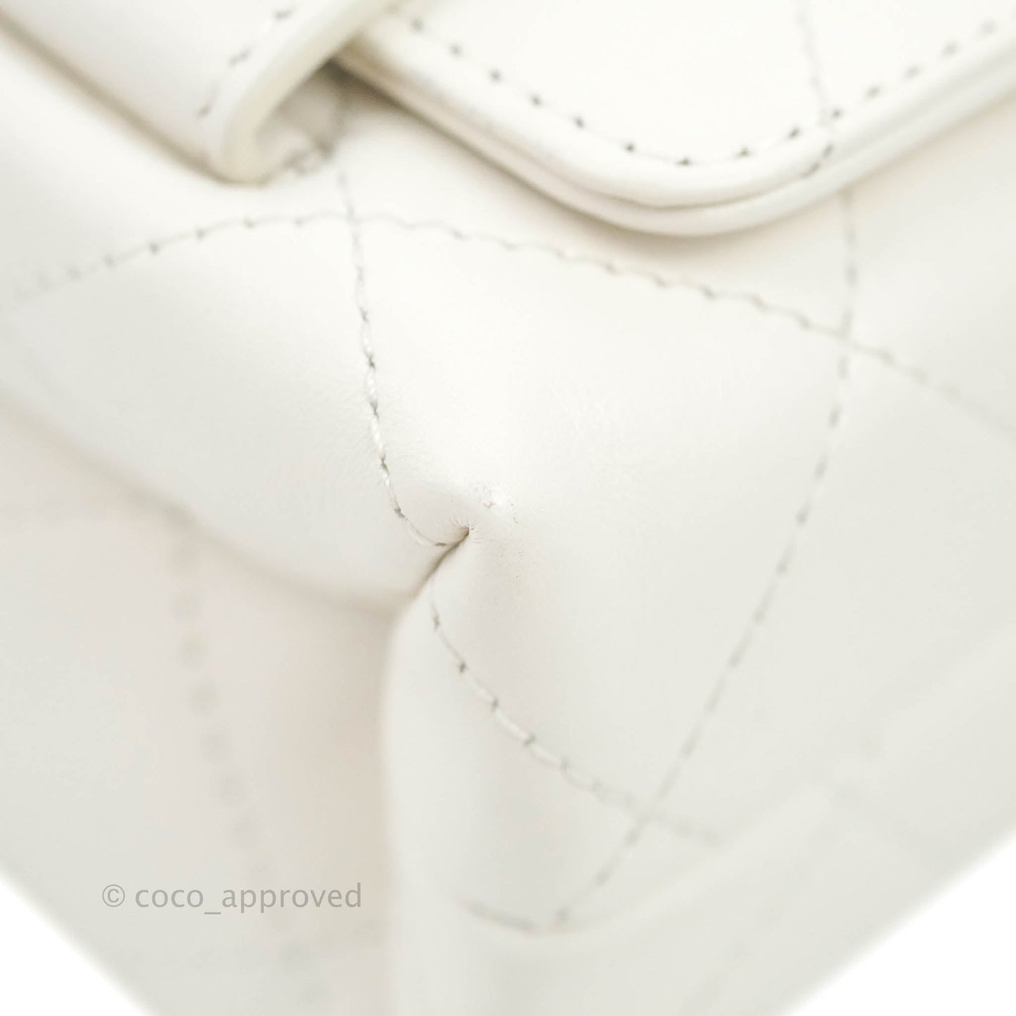 Chanel Small Logo Enchained Flap Bag White Calfskin Aged Gold Hardware 20S