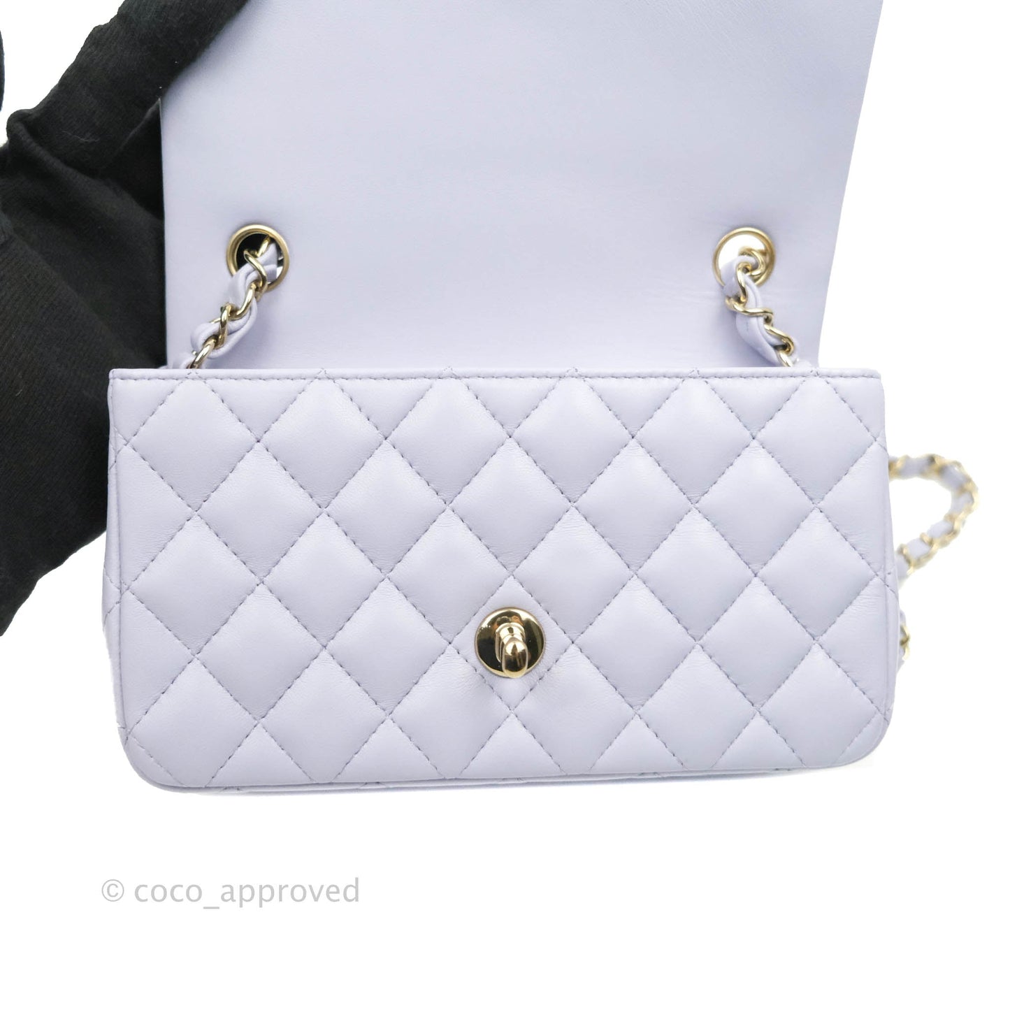 Chanel Quilted Mini Rectangular Lilac Lambskin Gold Hardware 21K
