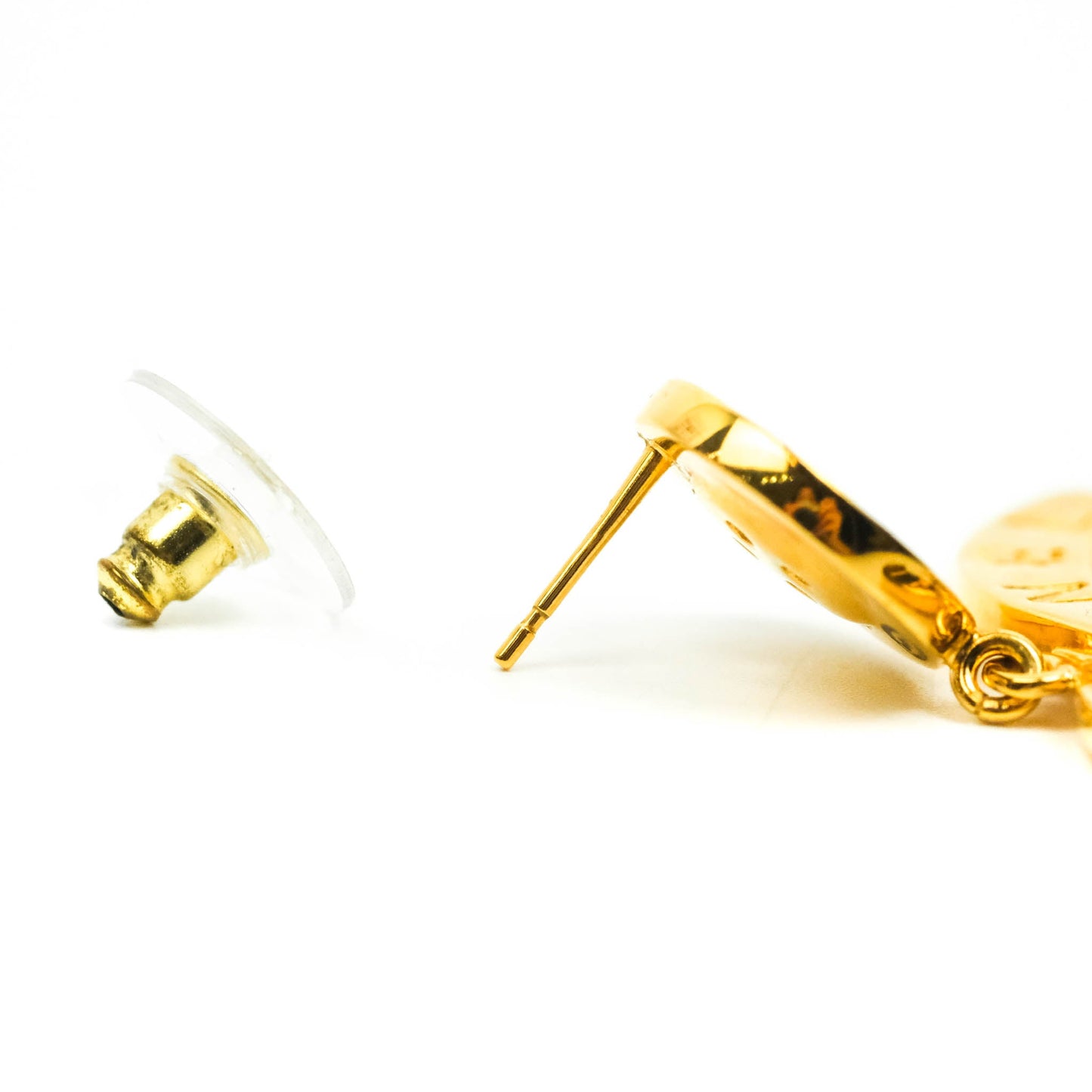 Chanel Large CC Button Drop Earrings Gold Tone 21V