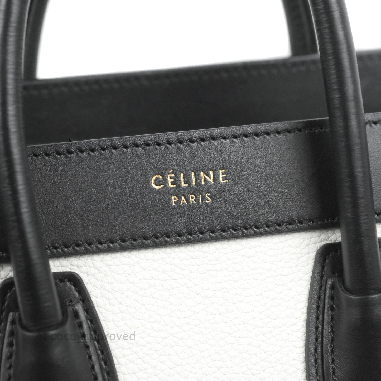 Celine Nano Luggage Bag Tricolour Dune/White/Black Grained Calfskin
