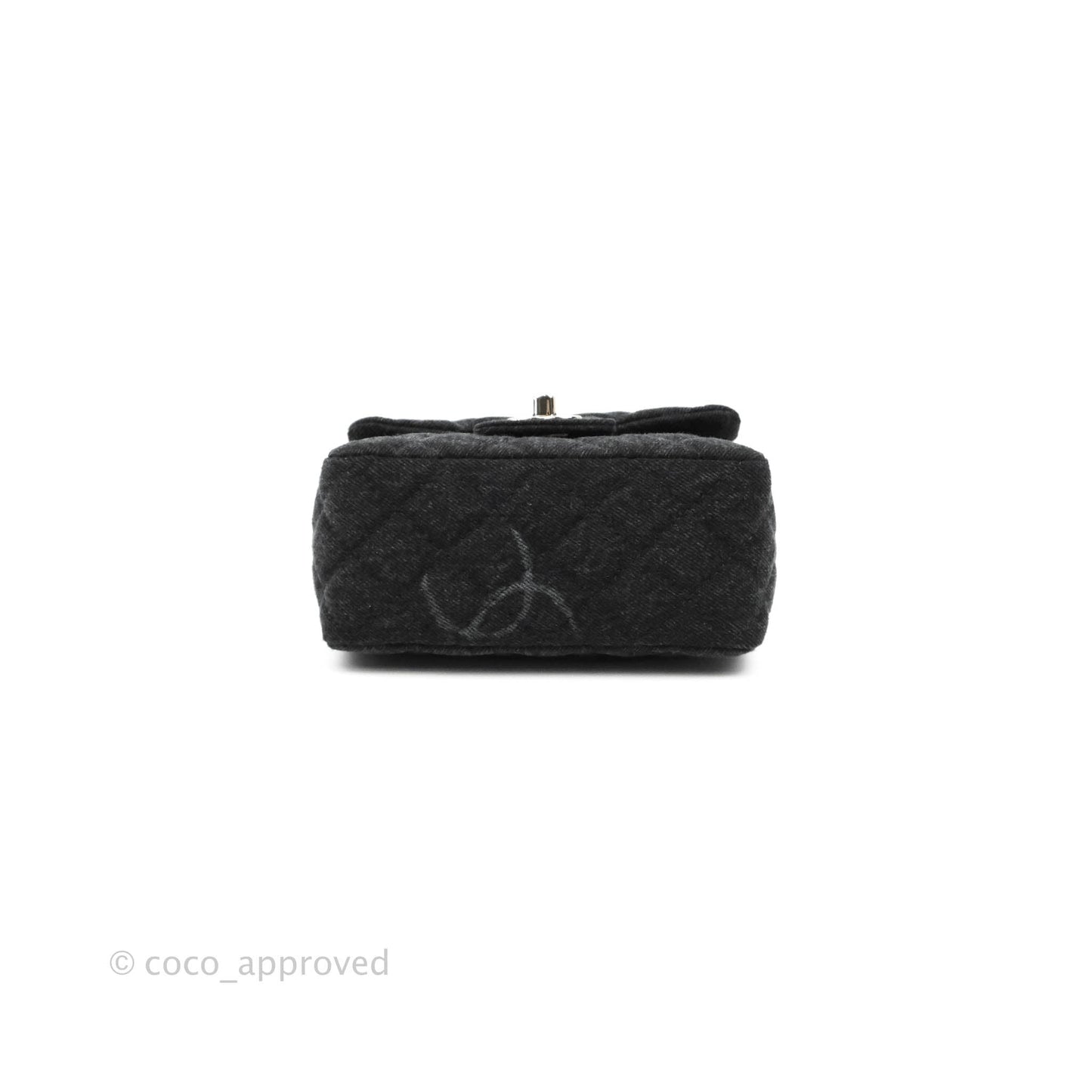 Chanel Quilted Mini Square Black Denim Silver Hardware