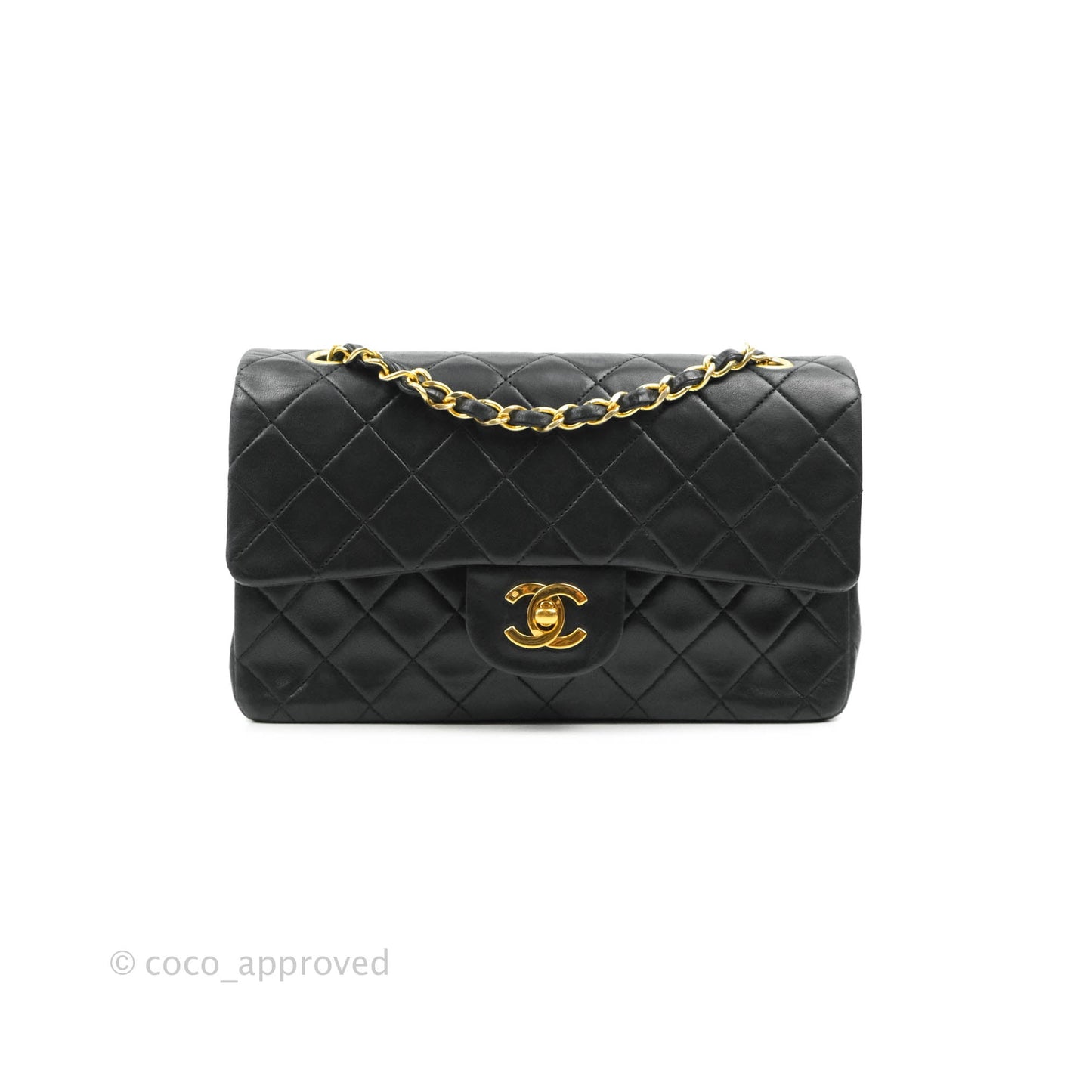 Chanel Vintage Classic Small S/M Flap Black Lambskin 24K Gold Hardware