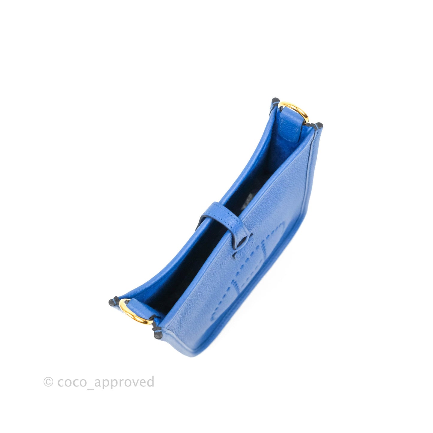 Hermès Clemence Mini Evelyne Blue Hydra Gold Hardware
