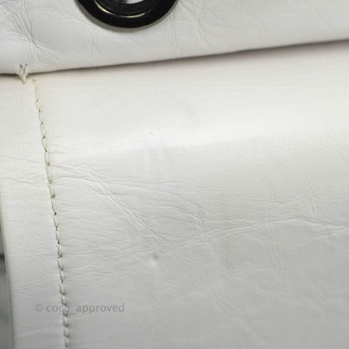 Chanel Quilted Reissue 226 Flap White Aged Calfskin Gun Metal Hardware