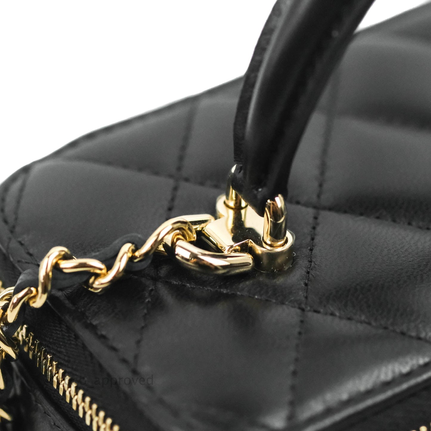 Chanel Vanity Rectangular Top Handle Black Lambskin Gold Hardware