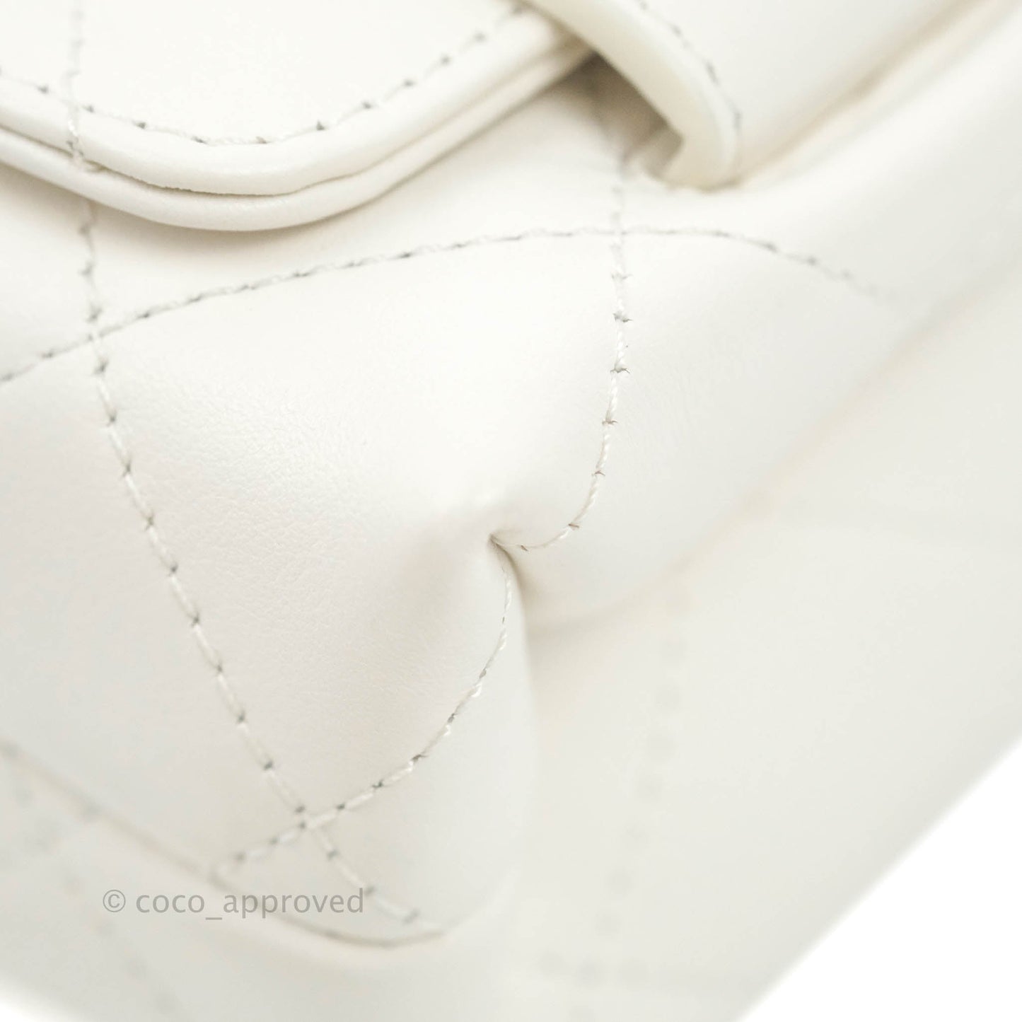 Chanel Small Logo Enchained Flap Bag White Calfskin Aged Gold Hardware 20S