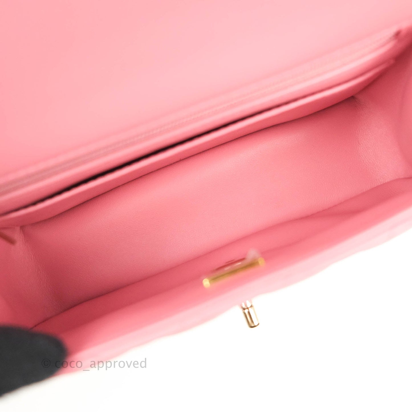 Chanel Top Handle Mini Rectangular Flap Bag Pink Lambskin Gold Hardware