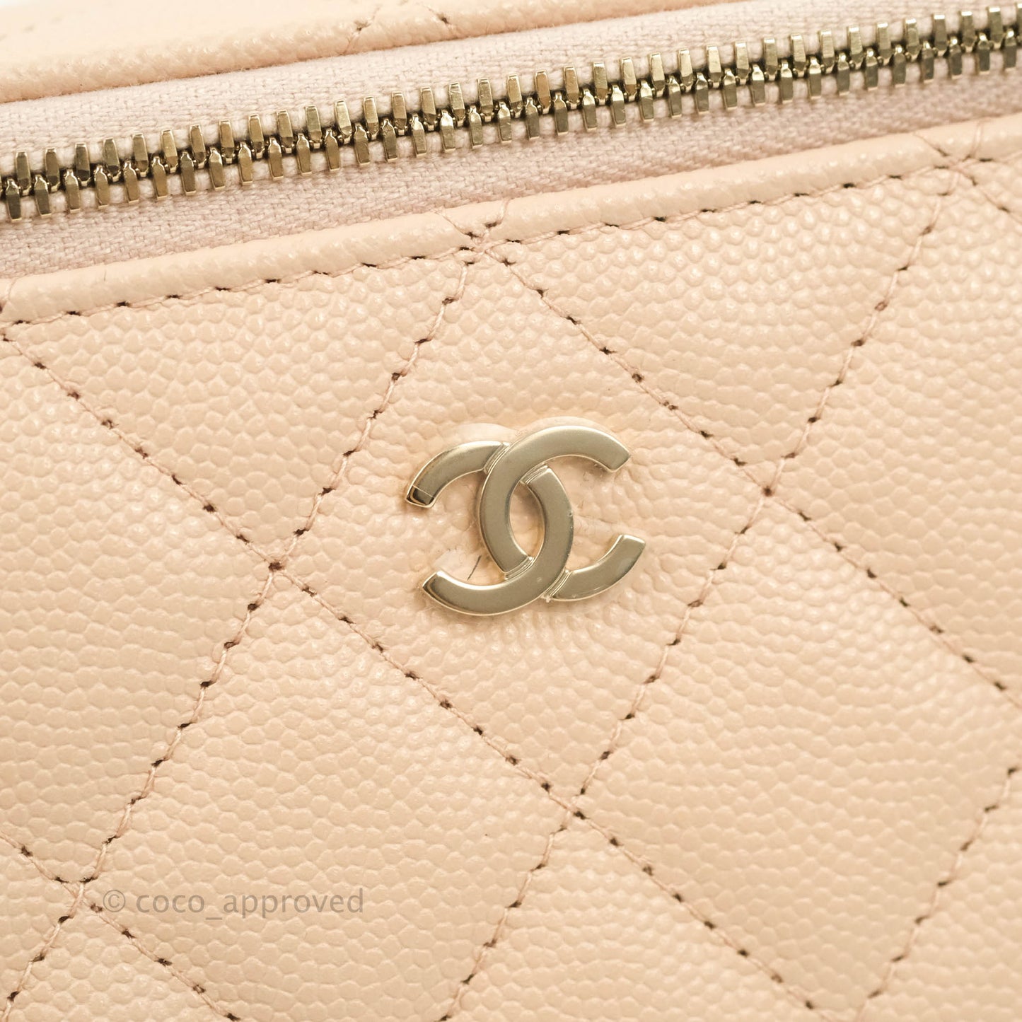 Chanel Vanity with Classic Chain Light Beige Caviar Gold Hardware 22C