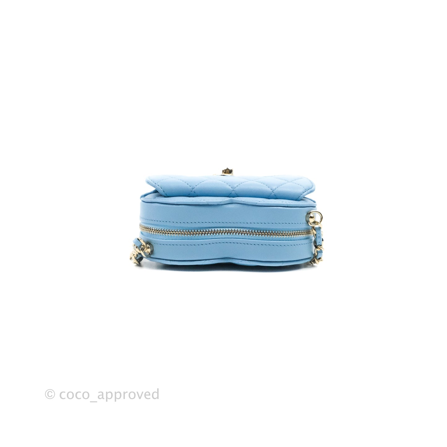Chanel Small Heart Bag Blue Lambskin Gold Hardware 22S