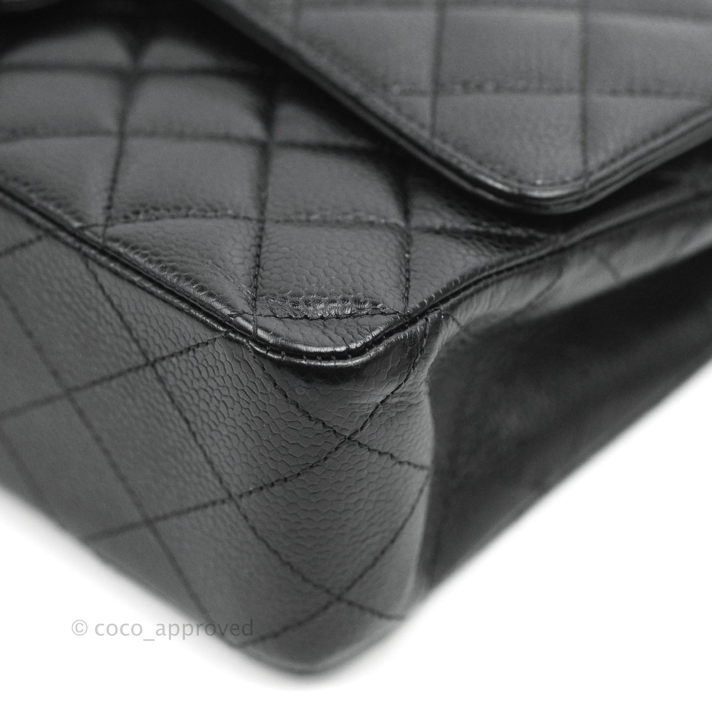 Chanel Classic M/L Medium Flap Quilted Black Caviar Silver Hardware